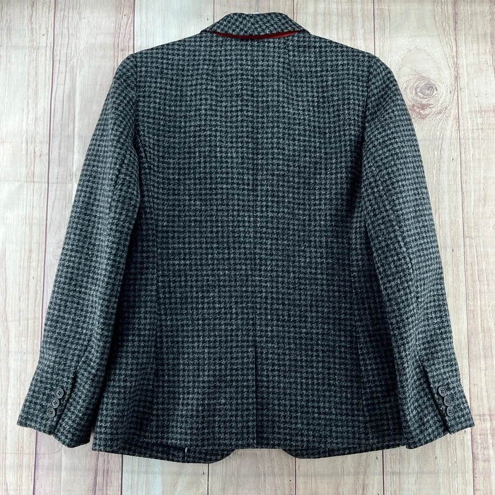 J. Crew Blazer Parke‎ Womens size 6 Wool in Houndstooth Slate Grey Black Lined